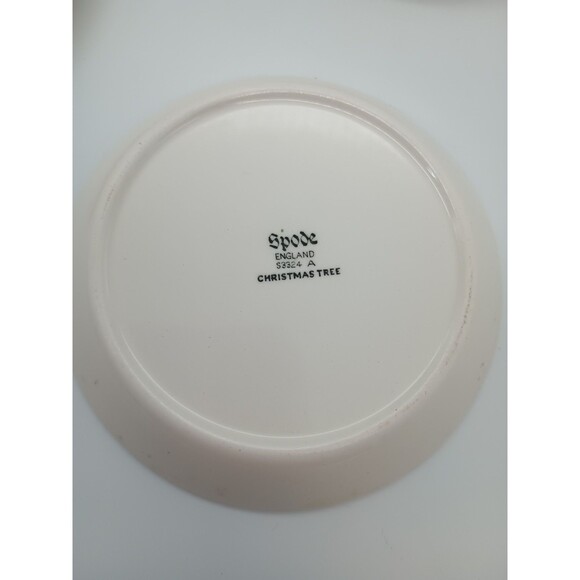 Vintage Spode Christmas Tree England Butter Pat/Trinket Dish 3" S3324 - 4 count - Picture 4 of 5